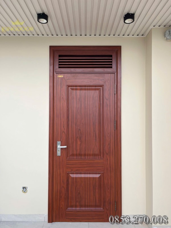 cửa thép vân gỗ 1 cánh ô nan chớp