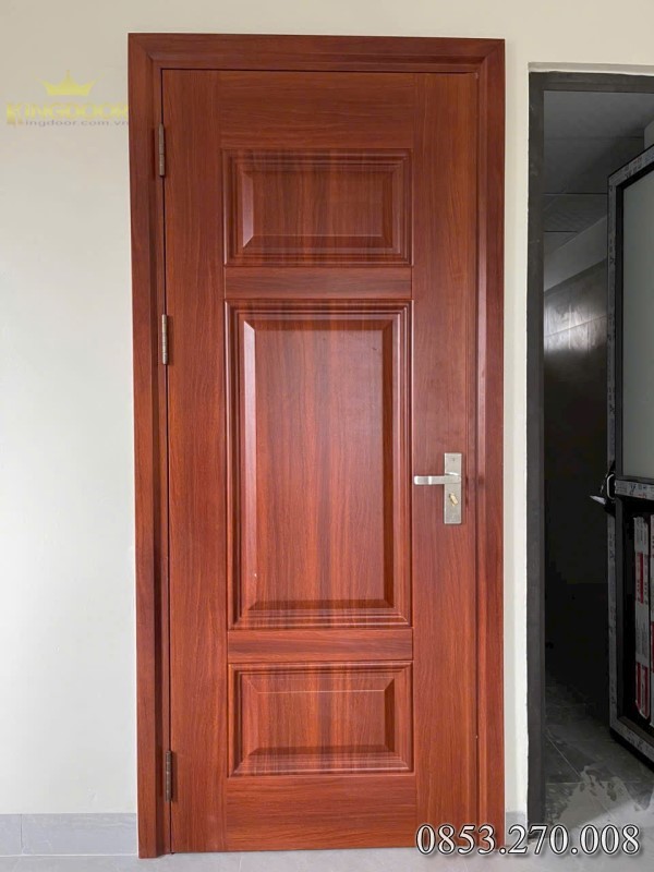 cửa thép vân gỗ 1 cánh dập pano